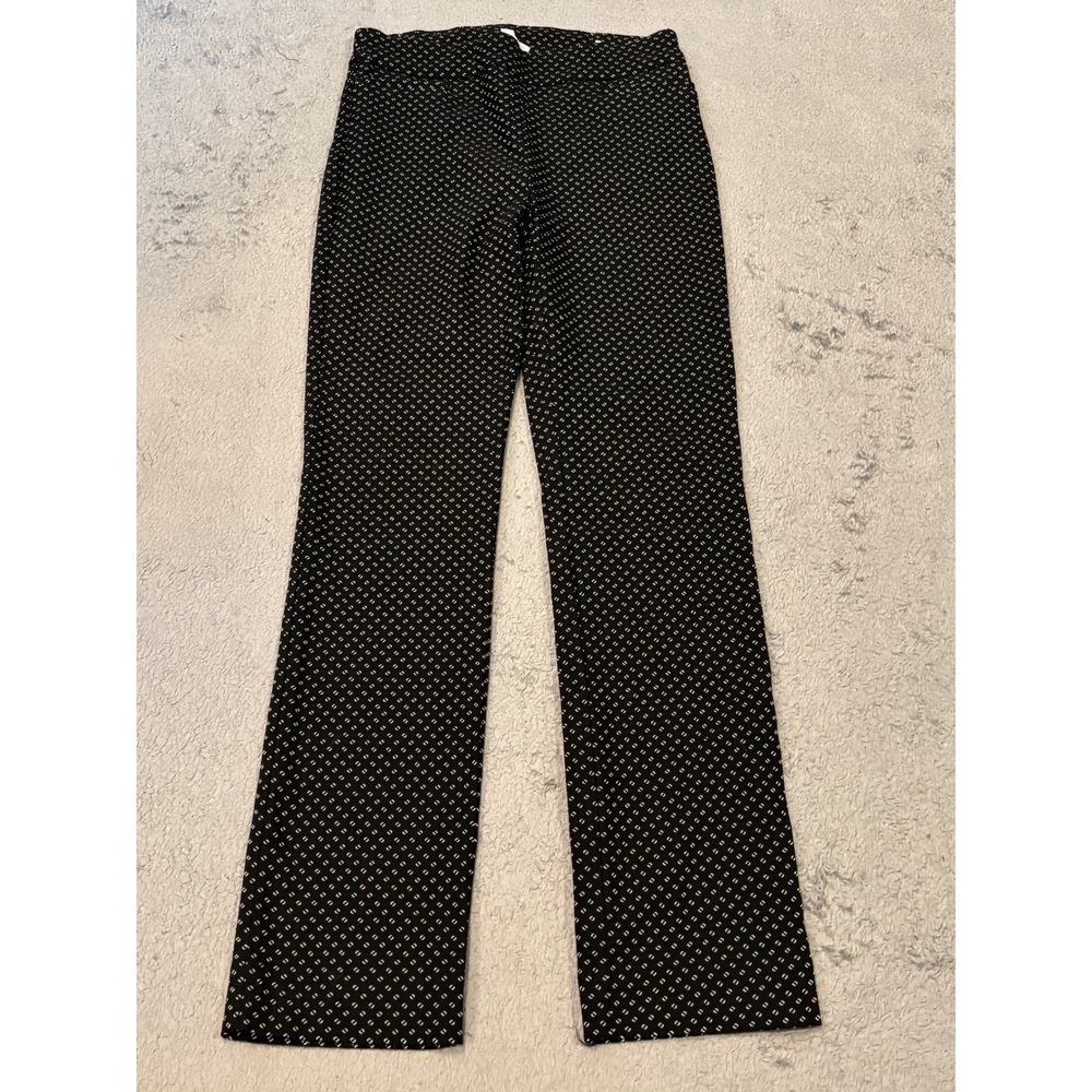 Chicos Black White Geometric Dot Straight Leg Trousers Pants Size 00R 2R